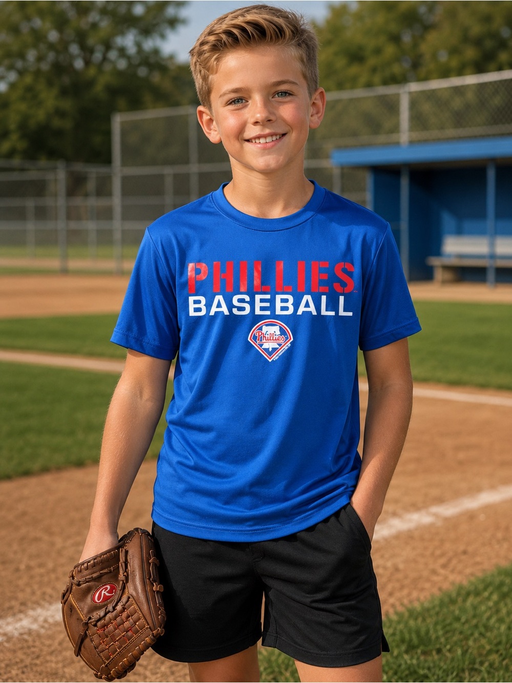 Genuine Merchandise Royal Blue Phillies Baseball Short-Sleeve Tee